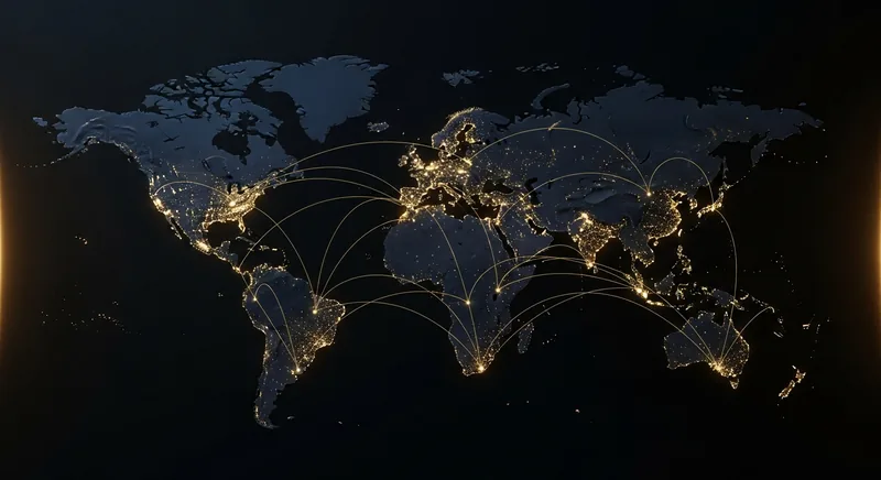 World map highlighting the regions where the platform accepts clients and the cities hosting support desks